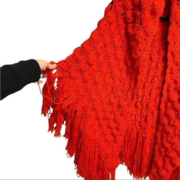 HANDMADE Boho Hand Knit Shawl Wrap Cardigan - Picture 3 of 6